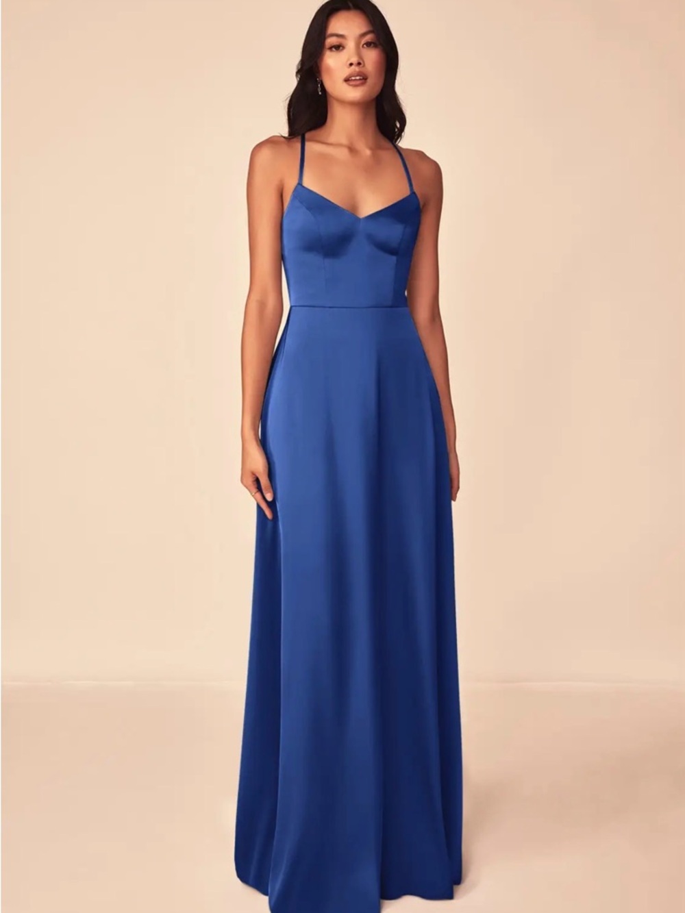 Azazie Royal Blue Spaghetti-Strap Maxi Dress